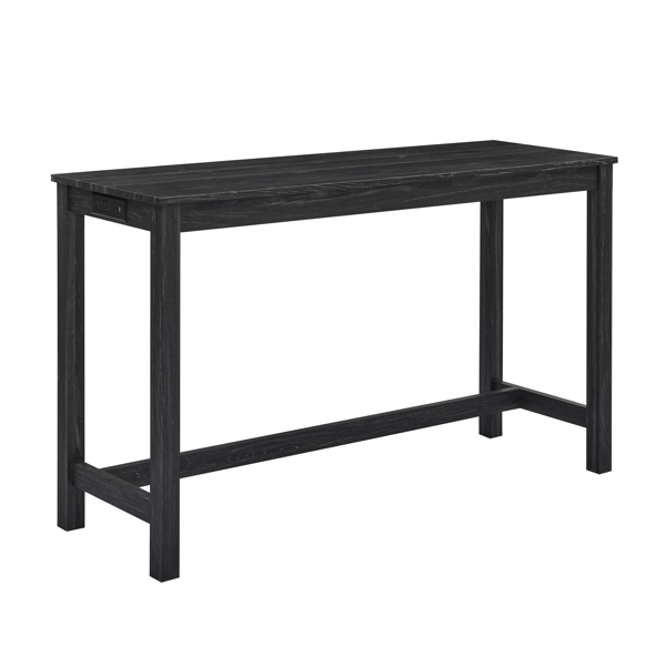 59 Inch Bar Table, Dining Table, Sofa Table with Power Outlet, 3 Upholstered Stools, 4 Piece Bar Table and Chair Set for Living Room, Dining Room, Kitchen-17