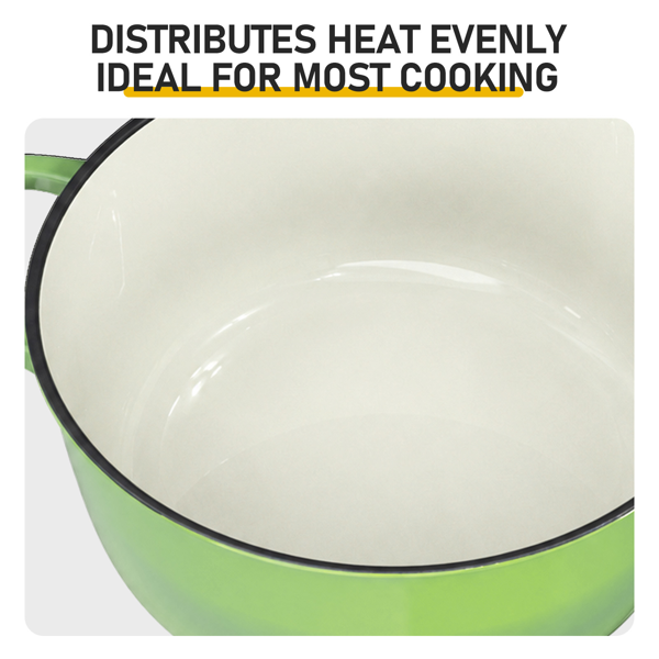 不锈钢手柄 5QT 4.7L 圆形 珐琅锅 绿色渐变 含手套 隔热垫-7