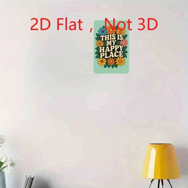 CIFbuy 复古花卉“这里是我的快乐之地”铁皮装饰画 20x30厘米，复古风格墙面装饰（TikTok, temu 自提物流）-2