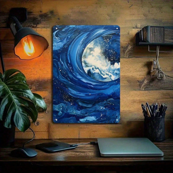CIFbuy 现代墙饰 2D 平面 天体 月亮 海浪与繁星 铁艺挂板（TikTok, temu 自提物流）