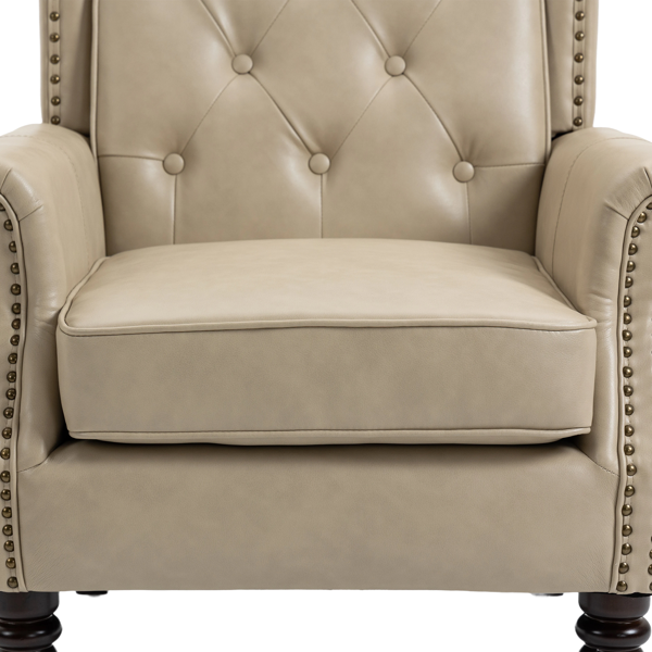 Wood Frame Armchair, Modern Accent Chair Lounge Chair with Sturdy Wood Legs for Living Room Bedroom (Camel PU)-24
