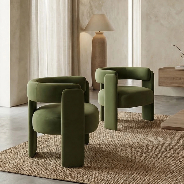 Accent Chair for Living Room, Velvet Comfy Single Sofa Chair Mid-Century Modern Armchair Wooden Legs for Bedroom Office Reading-4