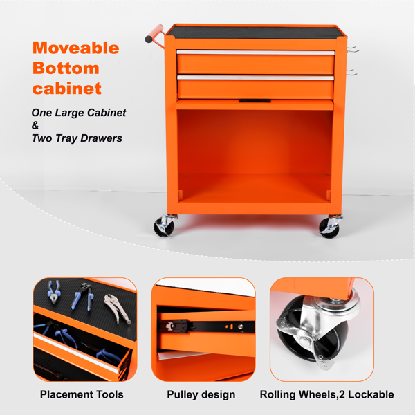 Tool Chest, 8-Drawer Rolling Tool Storage Cabinet with 2 in 1 Detachable Top Tool Box, Liner, Lockable Wheels, Side Hooks, Metal Tool Cart for Garage-7