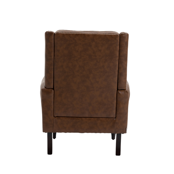 Wood Frame Armchair, Modern Accent Chair Lounge Chair with Sturdy Wood Legs for Living Room Bedroom (Brown PU)-16