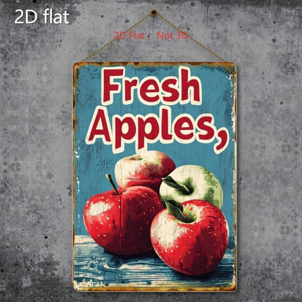 CIFbuy 复古清新苹果铝制铁皮装饰牌，怀旧水果厨房墙面装饰 20x30厘米（TikTok, temu 自提物流）-4