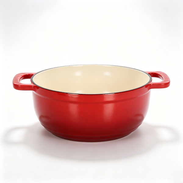 铸铁 6QT 烹饪锅具 红色渐变 含两个硅胶手套 珐琅锅-7