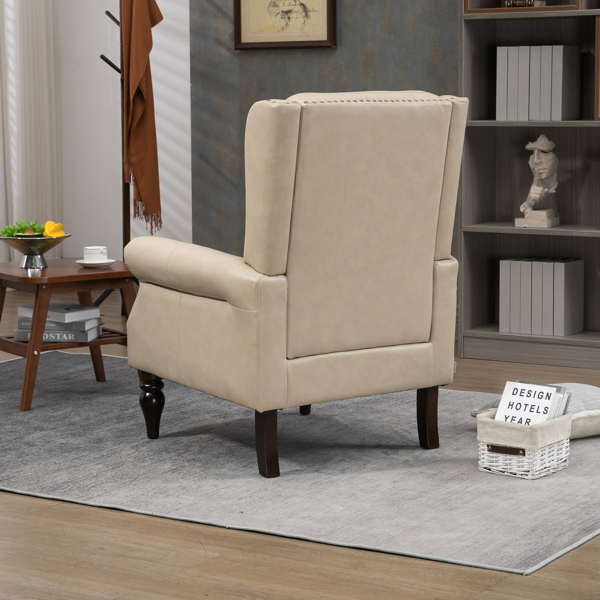 Wood Frame Armchair, Modern Accent Chair Lounge Chair with Sturdy Wood Legs for Living Room Bedroom (Camel PU)-9