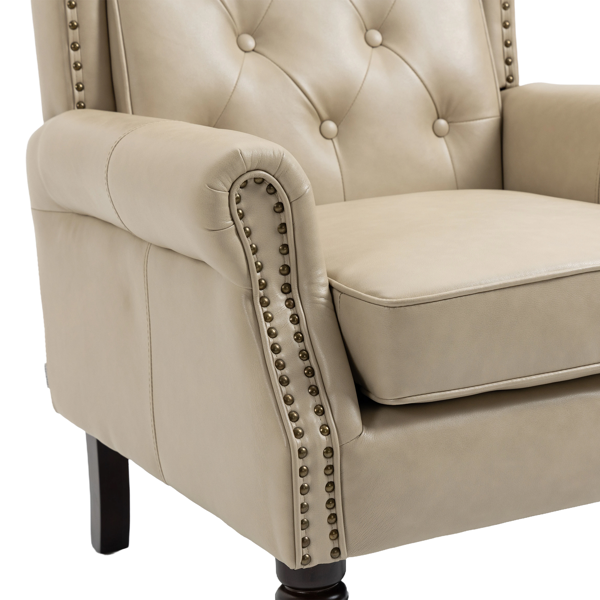 Wood Frame Armchair, Modern Accent Chair Lounge Chair with Sturdy Wood Legs for Living Room Bedroom (Camel PU)-23