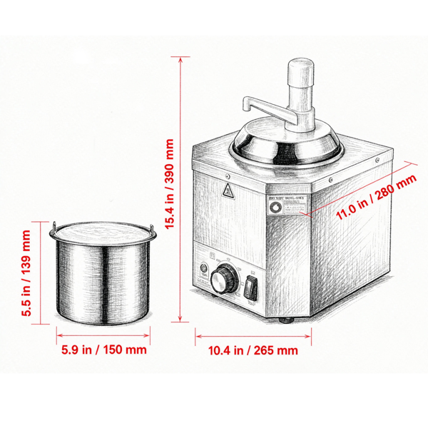 2.4L电动奶酪分配器，带泵，商用热软糖加热器，用于热软糖、奶酪和焦糖的塑料泵分配器-4