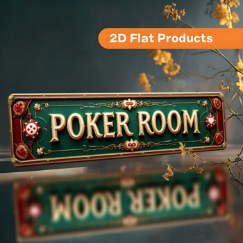 CIFbuy 复古扑克室铝制墙牌 2D 平面 10x40厘米，农舍风酒吧装饰（TikTok, temu 自提物流）