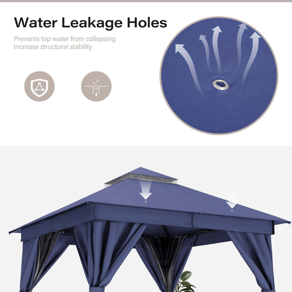 8'x8'带双层屋顶、蚊帐和隐私屏风的庭院凉亭式户外重型派对帐篷，适用于后院、花园和草坪-8