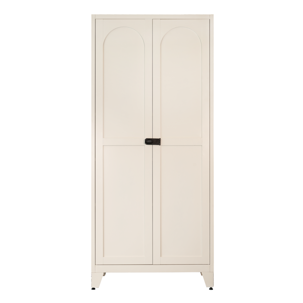 71'' 2 Shapely Door Cabinet With Lock, Metal Storage Cabinet with Doors and Adjustable Shelves, for Kitchen, Bedroom, Living Room(Beige)-31