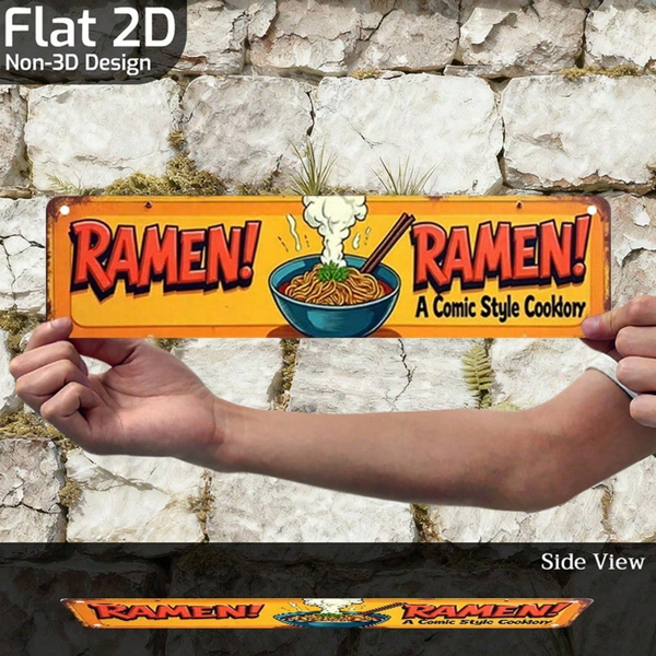 CIFbuy 复古漫画拉面餐盘招牌 2D 平面 复古美食海报墙饰 1个装（TikTok, temu 自提物流）-2