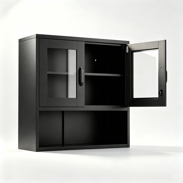 钢制 80*80*30cm 吊柜（带LED灯） 钢制展示柜 黑色-13