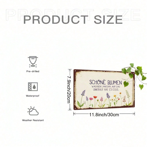 CIFbuy 金属装饰牌 20x30厘米 复古花卉艺术，美丽花朵缓缓绽放 装饰（TikTok, temu 自提物流）-8