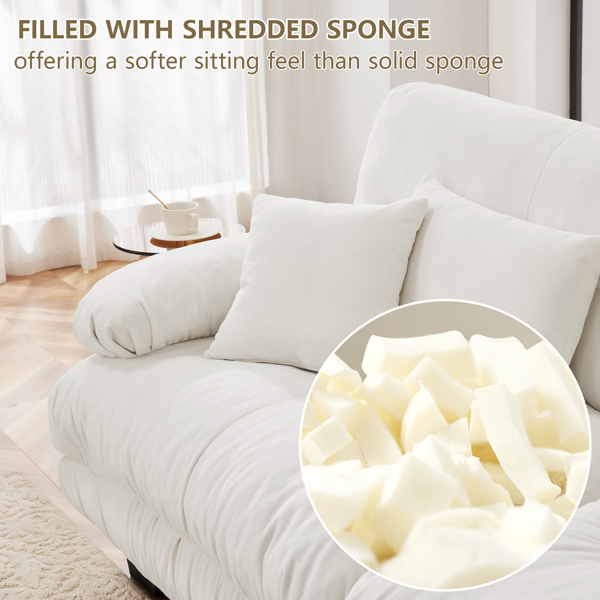 Cloud Couch 2 Seater Sofa for Living Room, Chenille 2 - Seat sofa with 2 Lumbar pillows and 2 throw pillows,Chenille White-5