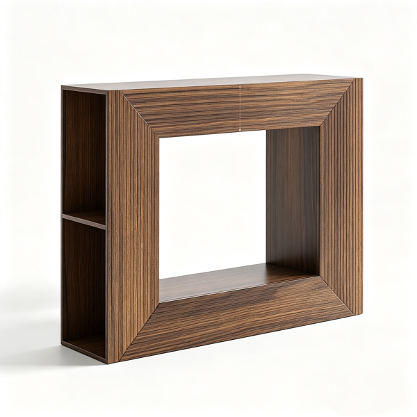 【禁售亚马逊】胡桃木色 回形 密度板吸塑 110*30*82cm 玄关桌-7