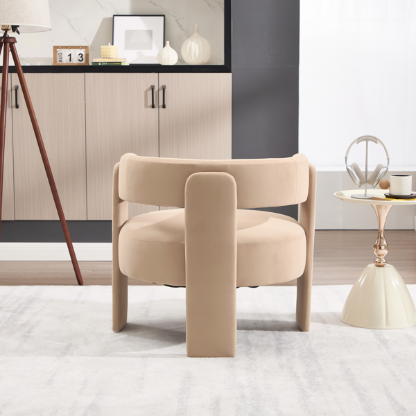 Accent Chair for Living Room, Velvet Comfy Single Sofa Chair Mid-Century Modern Armchair Wooden Legs for Bedroom Office Reading-7