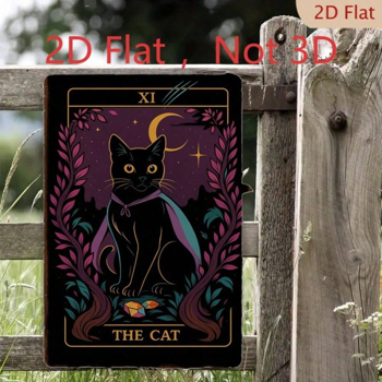 CIFbuy 复古塔罗牌 猫 黑猫 铁皮装饰牌 20x30厘米 哥特风家居墙饰（TikTok, temu 自提物流）