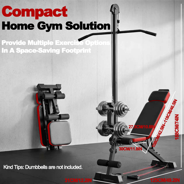 Multi-Functional Weight Bench with Pulley System and Adjustable Backrest-9