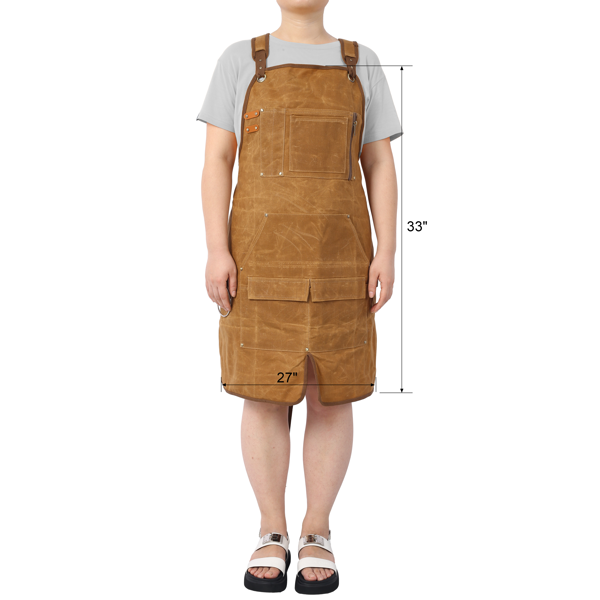 Long Heavy Duty Waxed Canvas Tool Apron, Carpenter Aprons, Woodworking Aprons, Carpenters Water-Resistant 18 Oz ,Fully Adjustable to Comfortably Fit Men and Women-21