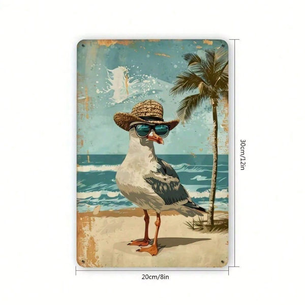 CIFbuy 复古海鸥冲浪板金属铁皮装饰画 20x30厘米 复古海岸海滩墙面艺术家居酒吧男士洞穴装饰（TikTok, temu 自提物流）-3