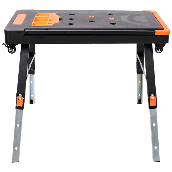 8-in-1 Multifunctional Folding Work Table with US Standard Socket, Portable Heavy Duty Workbench with Wheels for Garage Workshop Home Use-4