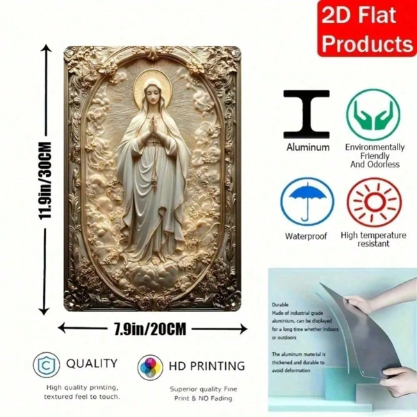 CIFbuy 玛丽亚的拥抱 复古质朴铁皮招牌 - 8x12英寸 铝制金属墙面装饰，适用于家居、厨房、酒吧、车库 - 方形质朴金属（TikTok, temu 自提物流）-3