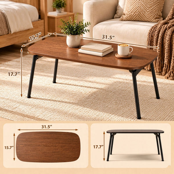 【禁售AM】咖啡色 80*40*45cm 中纤板贴三胺+铁 折叠 茶几 CT0BRRES-2