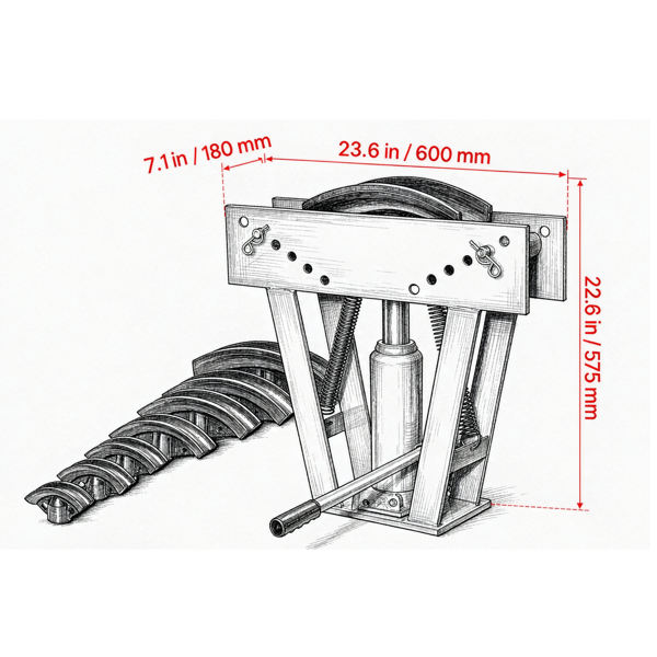 16吨手动液压弯管机，配备8个模具（1/2“-3”）和90°-180°可调滚轮的弯管机-3