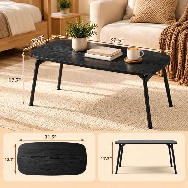 【禁售AM】 黑色 80*40*45cm 中纤板贴三胺+铁 折叠 茶几  CT0BLRES-7