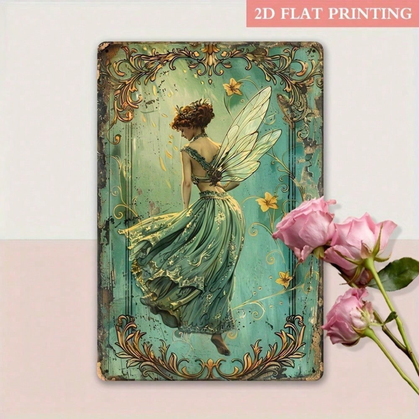 CIFbuy TINMANZ 童话女王锡制金属招牌 闪耀羽翼 8x12英寸 复古墙面艺术海报 家居装饰 适用于客厅 卧室 酒吧 咖啡馆（TikTok, temu 自提物流）-4