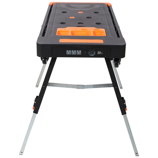 8-in-1 Multifunctional Folding Work Table with US Standard Socket, Portable Heavy Duty Workbench with Wheels for Garage Workshop Home Use-7
