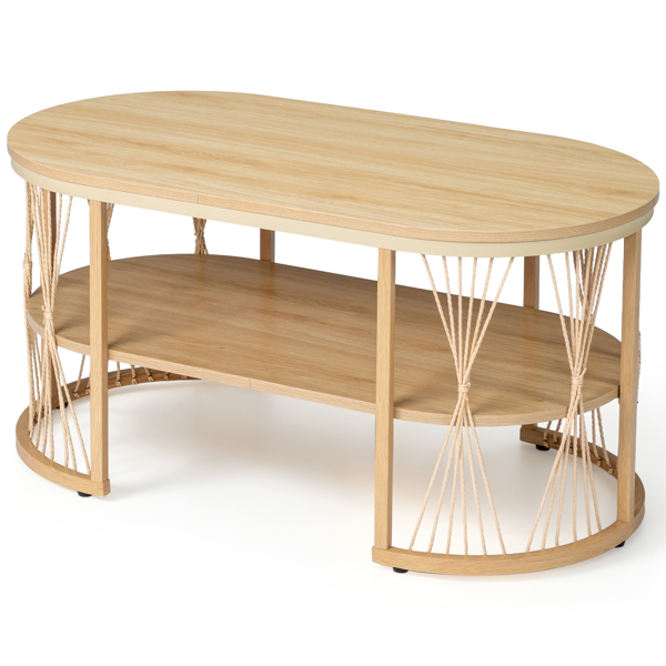 原木色 96*50*46cm 椭圆形 密度板贴三胺+铁 双层绳编 热转印 茶几-18