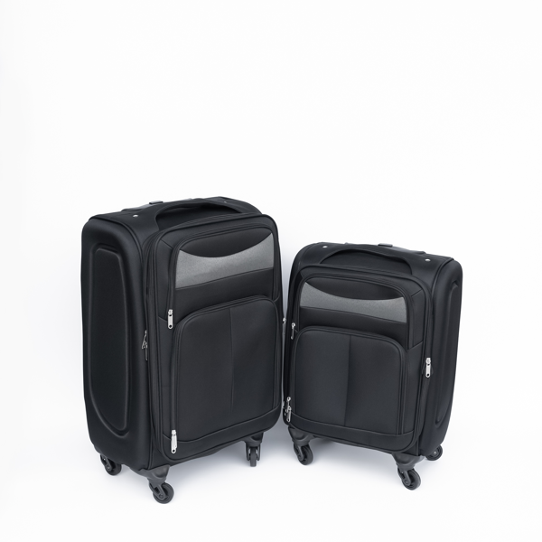 (20+24) Two-piece suitcase suitcase set Oxford trolley case without password lock universal wheel BLACK-7