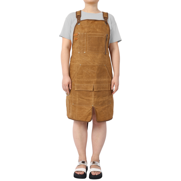 Long Heavy Duty Waxed Canvas Tool Apron, Carpenter Aprons, Woodworking Aprons, Carpenters Water-Resistant 18 Oz ,Fully Adjustable to Comfortably Fit Men and Women-9