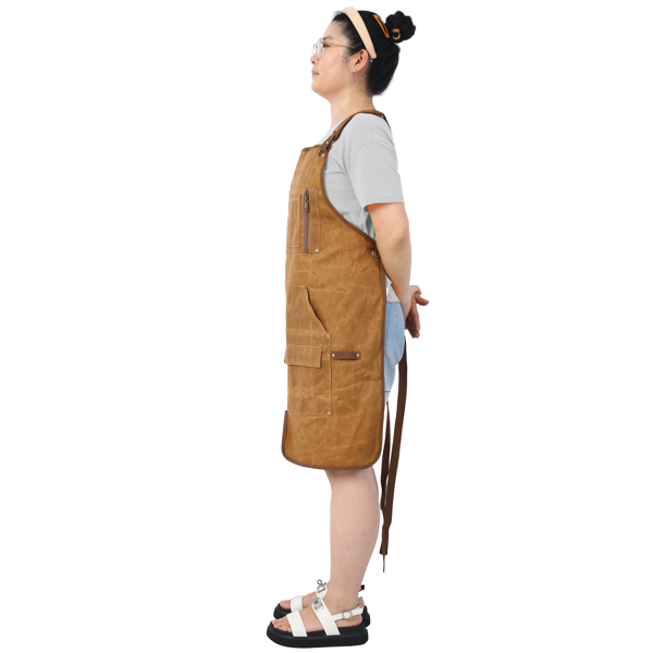 Long Heavy Duty Waxed Canvas Tool Apron, Carpenter Aprons, Woodworking Aprons, Carpenters Water-Resistant 18 Oz ,Fully Adjustable to Comfortably Fit Men and Women-7