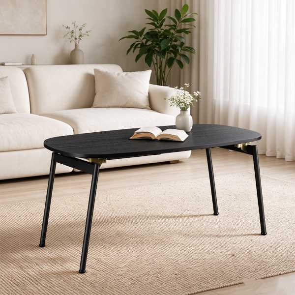 【禁售AM】 黑色 80*40*45cm 中纤板贴三胺+铁 折叠 茶几  CT0BLRES-11