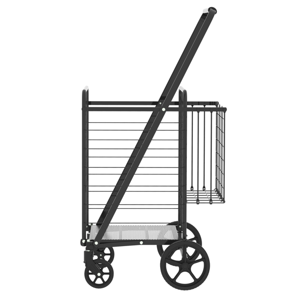 Extra Large Shopping Cart,Grocery Cart on Wheels, Foldable Utility Shopping Carts with Double Basket and 360° Rolling Swivel Wheels for Groceries Laundry-8