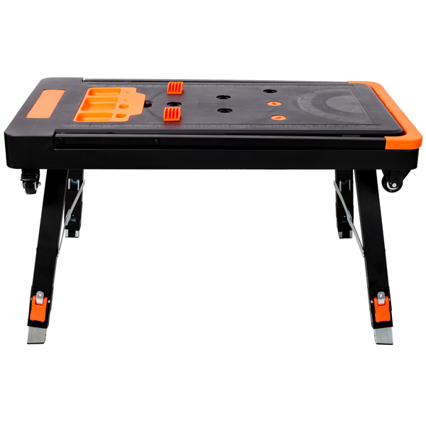 8-in-1 Multifunctional Folding Work Table with US Standard Socket, Portable Heavy Duty Workbench with Wheels for Garage Workshop Home Use-16