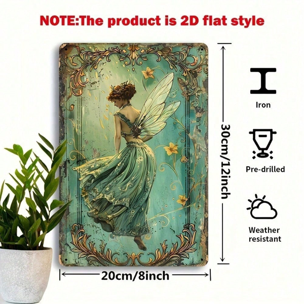 CIFbuy TINMANZ 童话女王锡制金属招牌 闪耀羽翼 8x12英寸 复古墙面艺术海报 家居装饰 适用于客厅 卧室 酒吧 咖啡馆（TikTok, temu 自提物流）-3