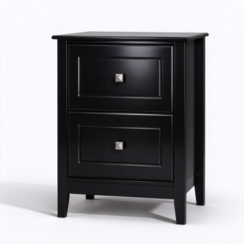 【禁售AM】黑色 密度板 喷漆 48*35*60cm 两抽 床头柜 带2个三插+1USB+1TYPE-C 美规电源