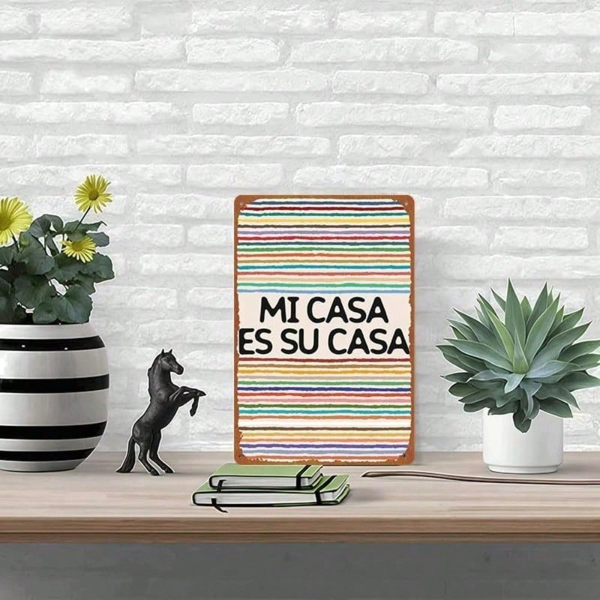 CIFbuy 锡制金属牌“Mi Casa Es Su Casa” 复古怀旧风厨房酒吧家居墙面装饰 8x12英寸 趣味乔迁礼物（TikTok, temu 自提物流）-6