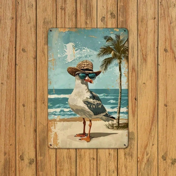 CIFbuy 复古海鸥冲浪板金属铁皮装饰画 20x30厘米 复古海岸海滩墙面艺术家居酒吧男士洞穴装饰（TikTok, temu 自提物流）-4