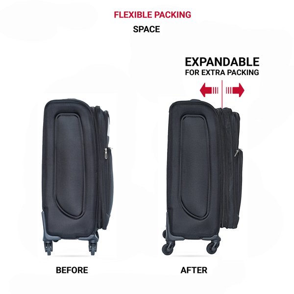 (20+24) Two-piece suitcase suitcase set Oxford trolley case without password lock universal wheel BLACK-5