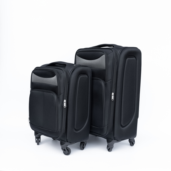 (20+24) Two-piece suitcase suitcase set Oxford trolley case without password lock universal wheel BLACK-3