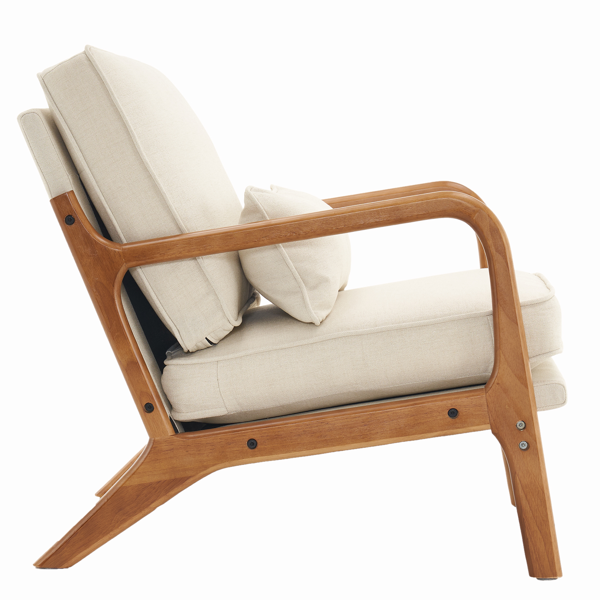 【同款编码：44651052】橡木扶手 单人休闲椅 橡木 软包 米白色 室内休闲椅-5