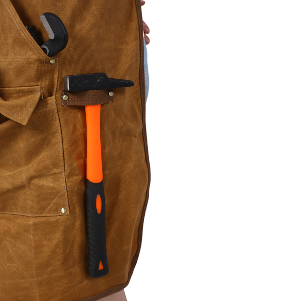 Long Heavy Duty Waxed Canvas Tool Apron, Carpenter Aprons, Woodworking Aprons, Carpenters Water-Resistant 18 Oz ,Fully Adjustable to Comfortably Fit Men and Women-19
