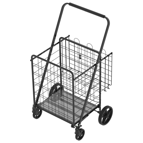 Extra Large Shopping Cart,Grocery Cart on Wheels, Foldable Utility Shopping Carts with Double Basket and 360° Rolling Swivel Wheels for Groceries Laundry-9