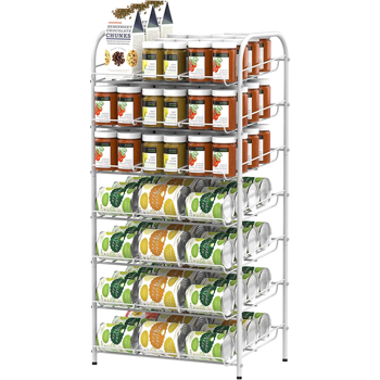 七层食品罐头收纳出料架，储藏室使用，白色